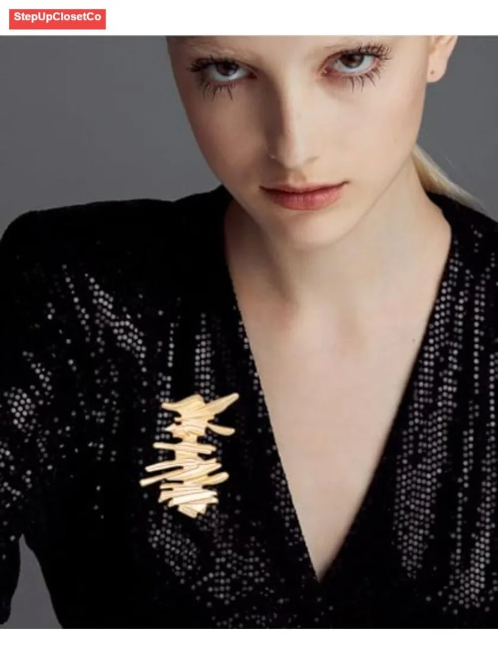 Gold Plated Irregular Geometric Brooch Lapel Pin for Sweater Dress Coat